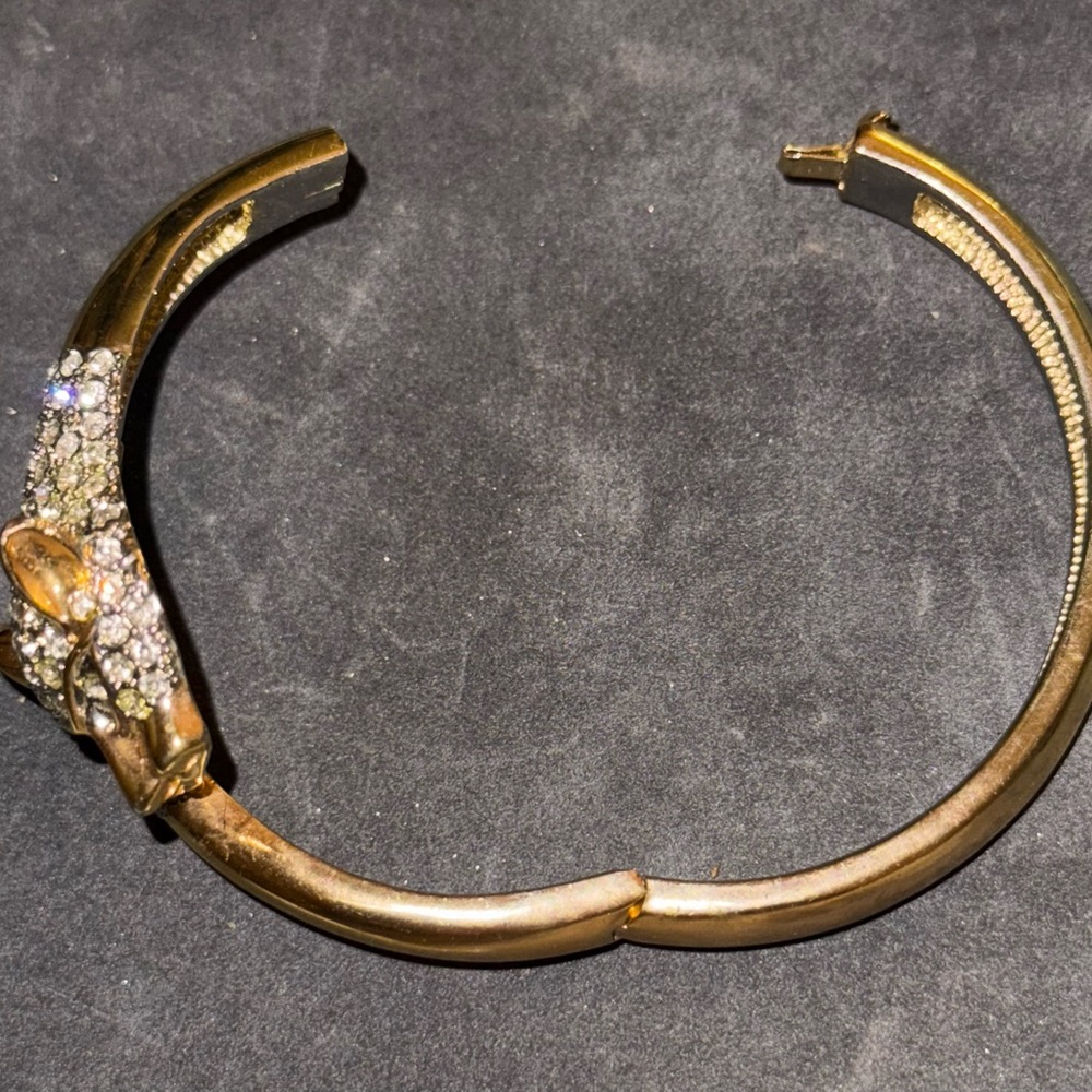 MOV WIFE VTG Gold Pave Crystal Panther Bracelet - Picture 15 of 17
